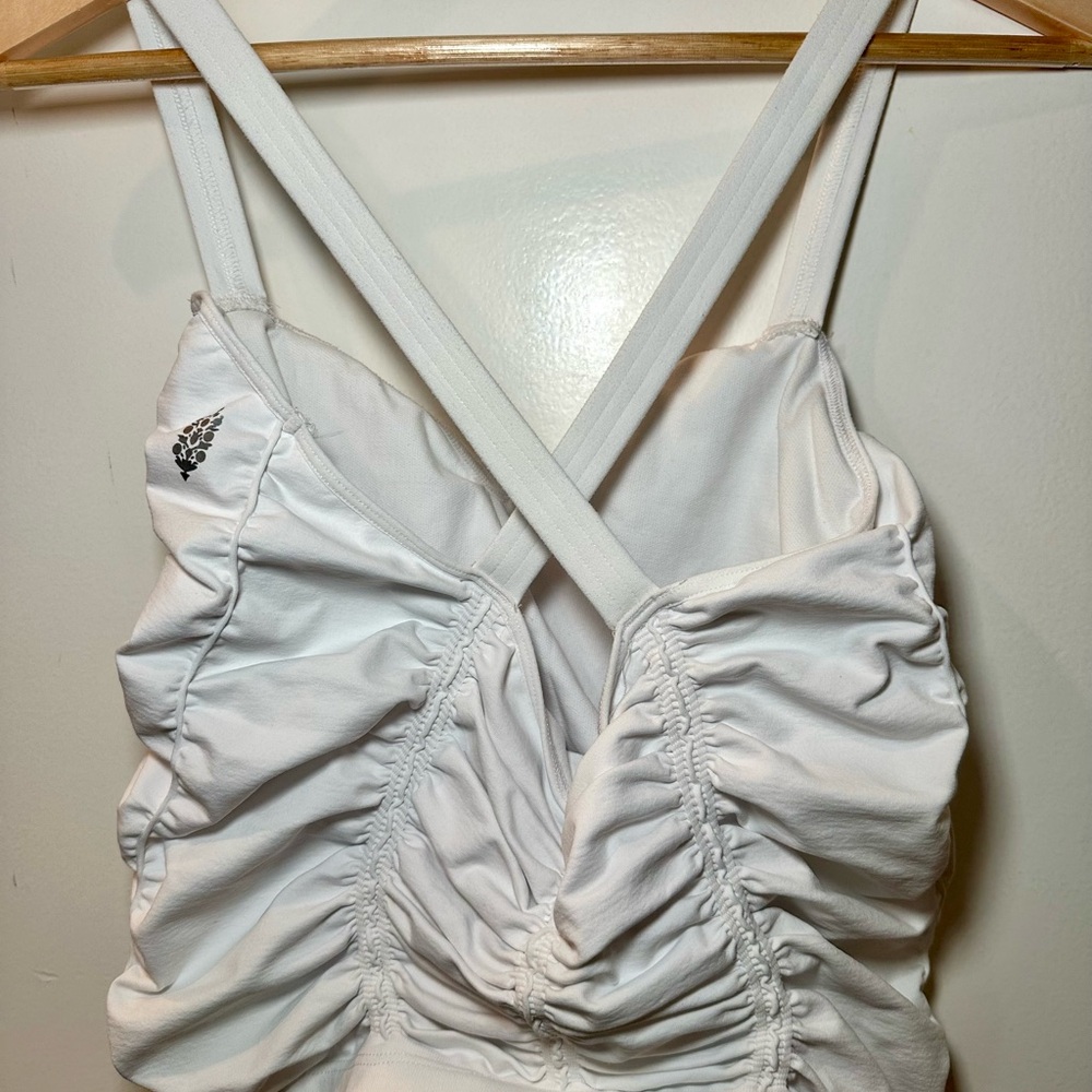 Free People White Ruched Cross-Back Top - Picture 2 of 4